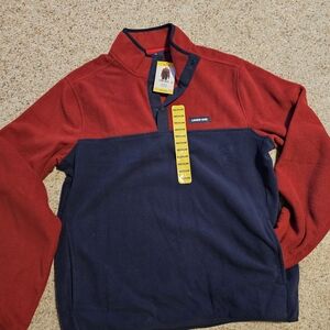 Lands' End Red and Navy Fleece Pullover